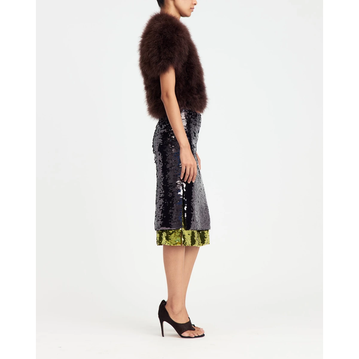 Nyla Midi Skirt In Square Sequin view 3