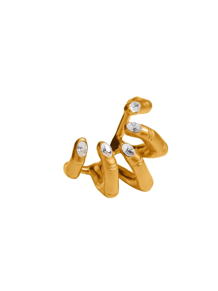 Schiaparelli Hand-In-Hand Ring Gilded Brass